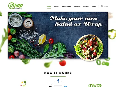 Wrap Republiq Website Design customised food fresh green order online salad ui ux webdesign