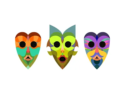 Masks character color eyes face illustration mask vector
