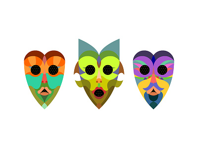 Masks character color eyes face illustration mask vector