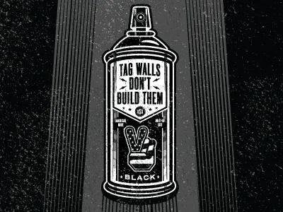 Tag Walls Don't Build Them america grunge illustration peace spray paint