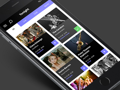 Music Events App app cards ios music app ui ux