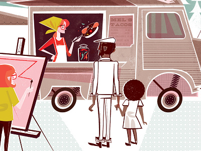 Taco Friday! editorial illustration taco truck