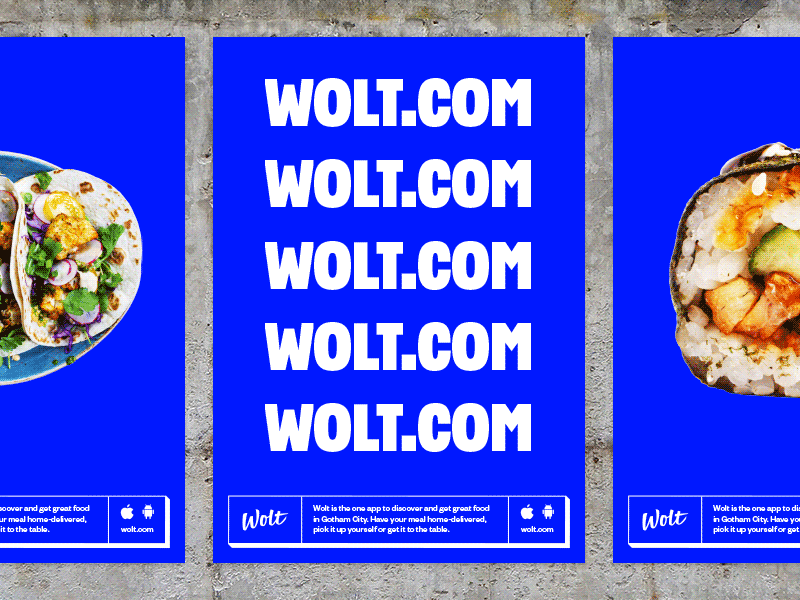 Guerrilla marketing posters blue food guerrilla marketing poster street trend white wolt wolt.com