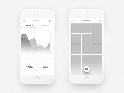 Slick App - Wireframes app creative dashboard gallery iphone minimal minimalistic mobile portfolio ui wire wireframe