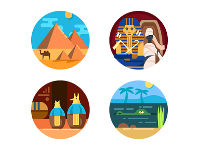 Egypt icons ancient building egypt illustration kit8. flat landmark pharaoh pyramid set travel vector