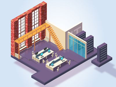 Shoggoth Energy office 3 concept isometric it room vector