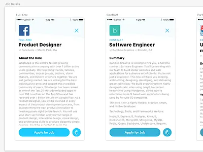 Full-time App Job Detail full time app jobs layout redesign sketch app