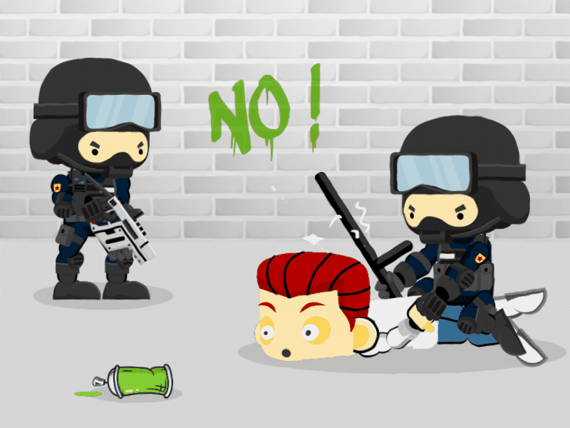 NO ! cops flashball graffiti s.w.a.t. tag