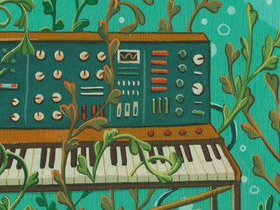 epitaph for my heart analog freehand gouache illustration music ocean painting piano seaweed synth the magnetic fields