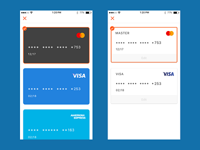 Select Cards amex app appdesign cards creditcard master pay payment ui uiux ux visa