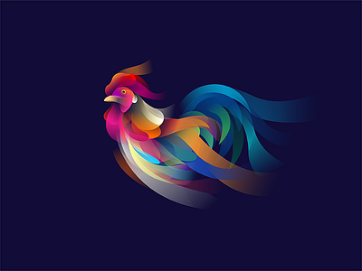Rooster bird cock colorful flame illustration mark rooster