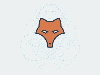 Constructed Fox branding circles clean corporate design fox icon logo logodesign red simple