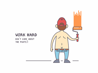 Work hard art cartoon character design draw funny illustration painter vector