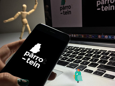 Parrotein logo mascot parrotein