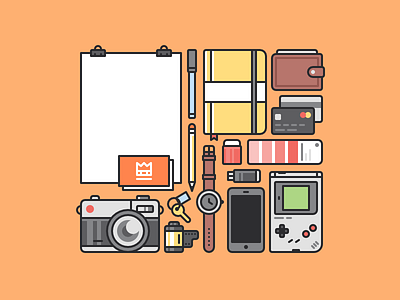 Designer Stuff camera designer desk gameboy guireis iphone leica notebook pen and pencil things wallet watch