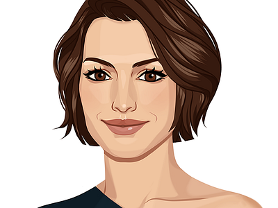 Anne Hathaway beauty face illustration portrait short hair woman