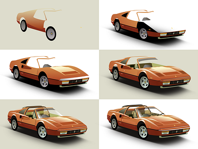 Car in progress 328 auto cabrio car ferrari gts paint retro sketch speed vector