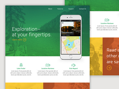 Lake/Fish Finder App app colors exploration fishing landing page outdoorsy stuff typography ui design