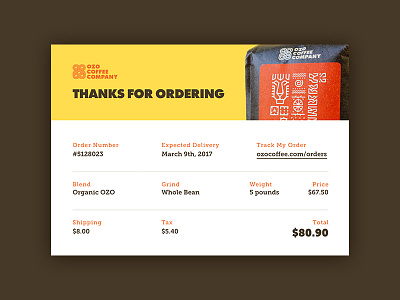 Email Receipt — Daily UI #017 017 dailyui design email ozo coffee company receipt ui web