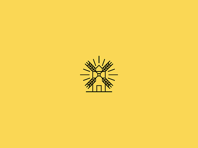 Mill bakery brand bread design for sale icon logo mill shine sun wheat