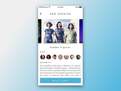 Movie App app cards clean film flat hidden figures mobile movie ui user interface ux white