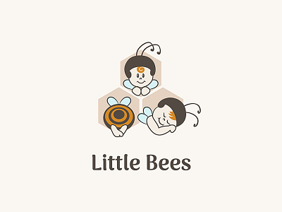 Little Bees Logo baby bee branding bumblebee cartoon cute design hive insects logo vector