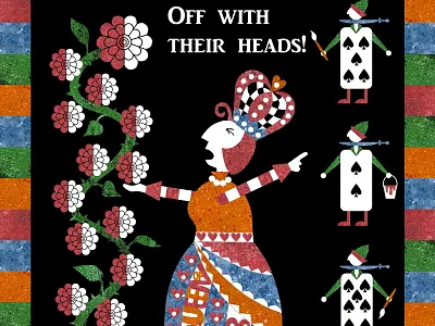 Queen of Hearts alice clubs fairy tale illustration lewis carroll playing cards roses wonderland