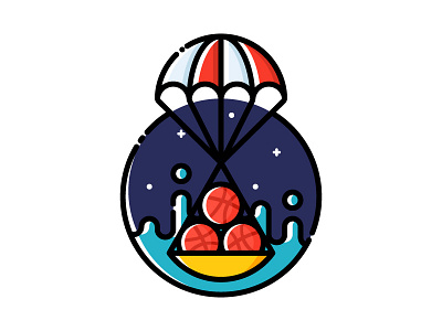 Splashdown! (Dribbble invite) dribbble invitation invite landing ocean parachute splashdown touchdown