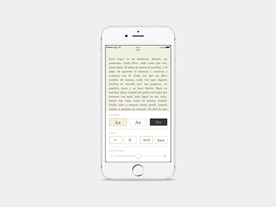 DailyUI - e-reader settings 007 app dailyui ebook ereader mobile settings