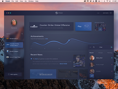 A little Steam redesign dashboard desktop desktop app game steam ui website