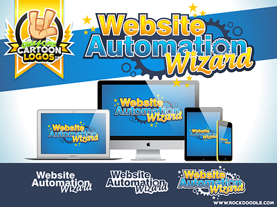 Website Automation Wizard cartoon logo rockdoodle vector web