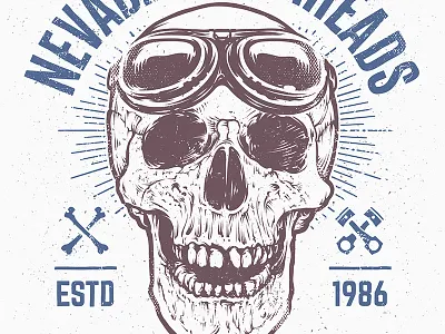 Skull Print Design art biker graphic grunge hand drawn print racer retro rider skull vecster vector