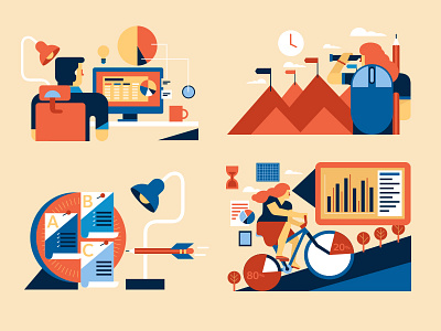 Time Management editorial illustration infographics vector