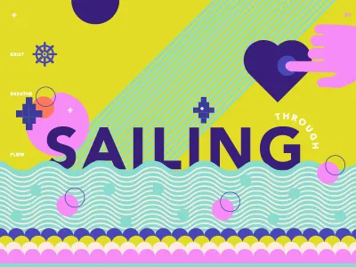 Sailing Through boat brave button design exist flow graphic heart key sail sailing strong