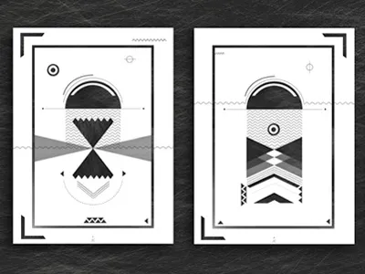 The jellyfish and the lighthouse geometric illustration jellyfish lighthouse ocean shapes