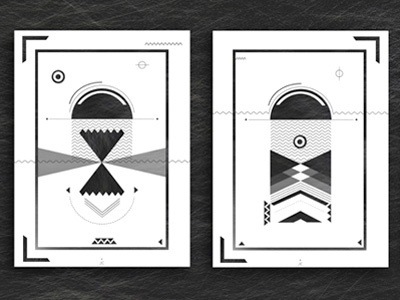 The jellyfish and the lighthouse geometric illustration jellyfish lighthouse ocean shapes