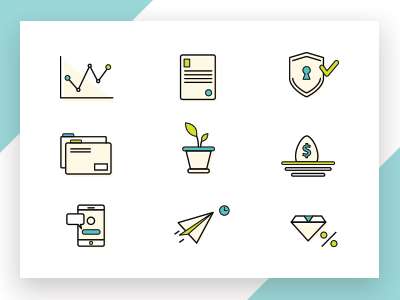 Financial Icon set clean financial graphic growing icon illustration stroke ui vector