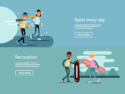 Sport illustration art banner creative flat illustration people sport ui vector web