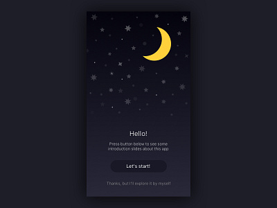 Hello Screen app gradient guide hello ios iphone onboarding sky space stars ui ux