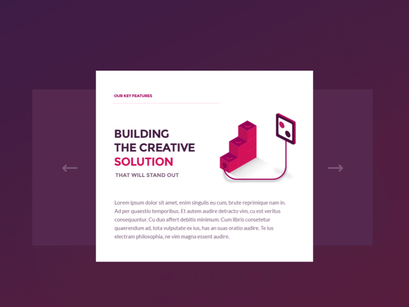 Features slider animation arrows control creative data features gif ideas illustration slider solution