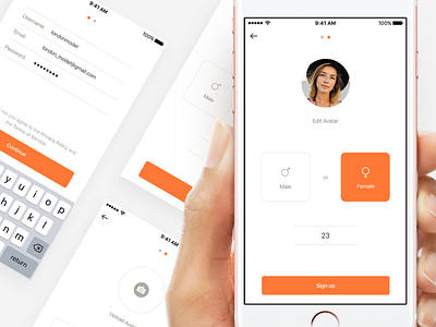 2 step sign-up flow age avatar fashion flow form gender ios iphone mobile signup