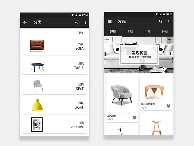 Category pages shopping ui