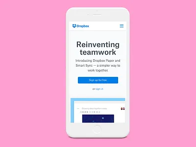 Dropbox Homepage Mobile dropbox mobile web web design