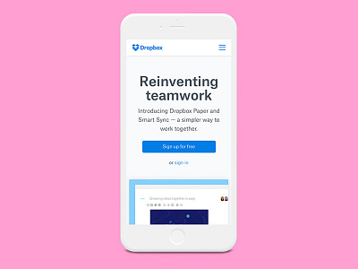 Dropbox Homepage Mobile dropbox mobile web web design