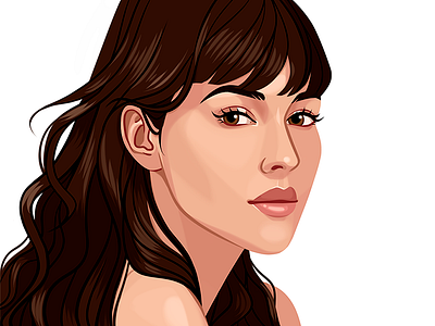 Monica Bellucci art beautiful digital art drawing face illustration long hair photoshop portrait woman