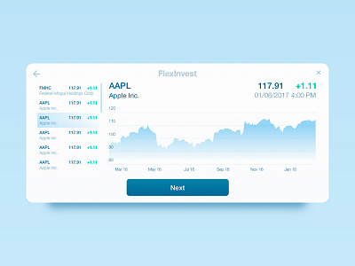 Flexinvest web widget fintech invest investment shares stock web widget