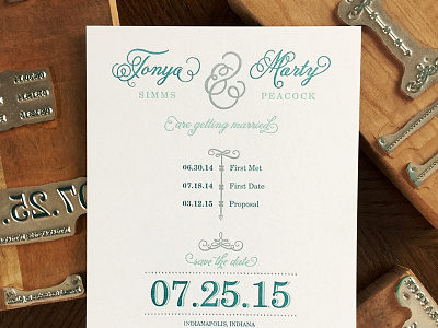 Peacock Wedding Suite invitation letterpress peacock save the date wedding