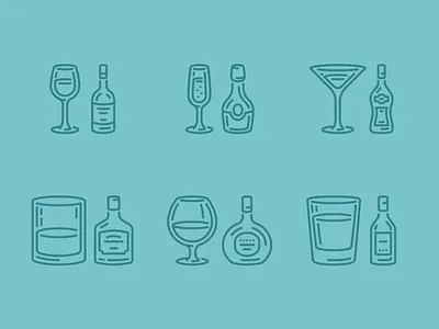 Cheers alcohol bottles drinks glasses icons