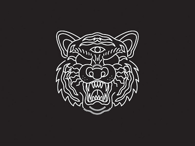 Tiger animal art badge black black and white flat design illustration illustrator logo monoline tiger white