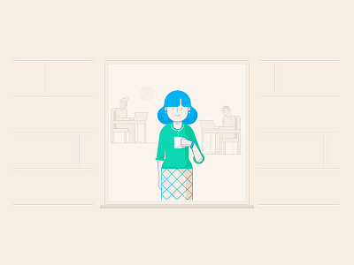 Morning coffee moment characters hr office people retro style styletest ui ux website workforce